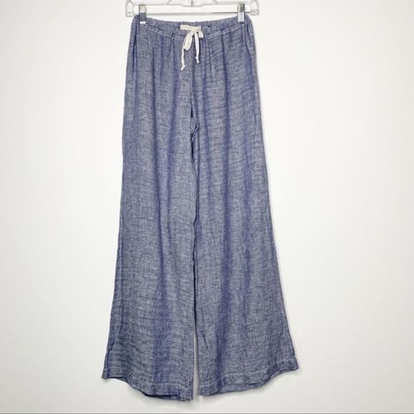CP Shades Pants - CP Shades 100% Linen Blue Wide Leg Pants XS